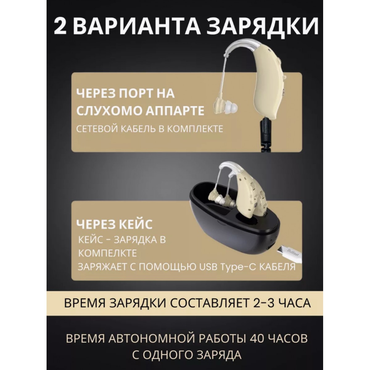 Заушный усилитель звука для пожилых